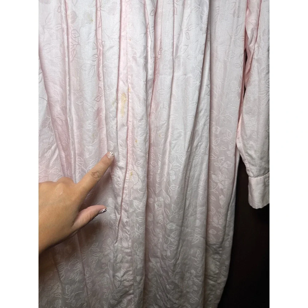 Christian Dior Loungewear Pink Cotton Floral Jacquard Nightgown Petite Lace Trim